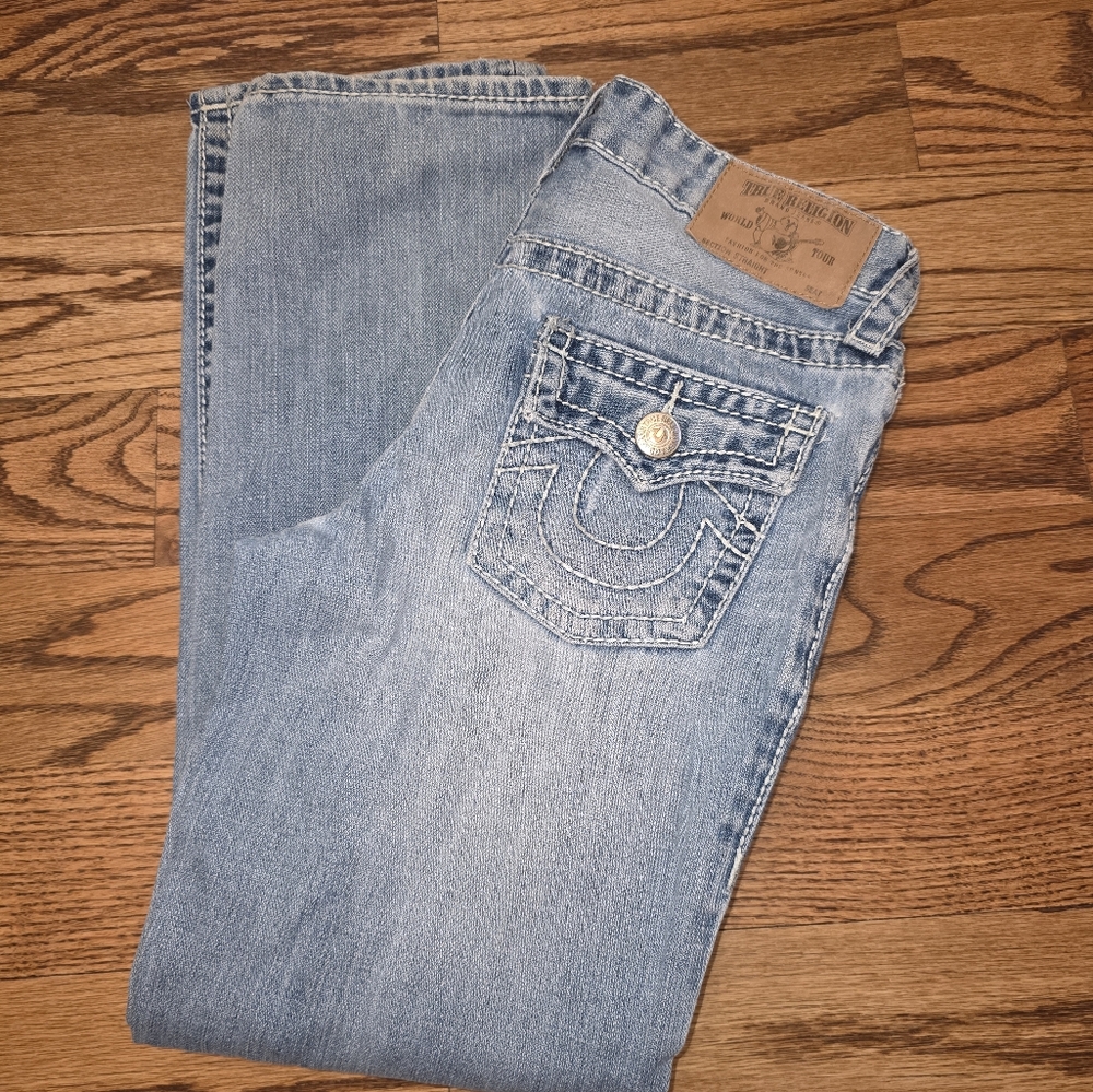 Boys True Religion Light Blue Destressed Denim Jeans Size 10
